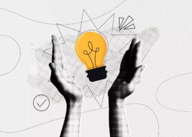 Two hands holding a lightbulb symbolizing creative success